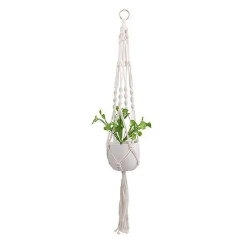 Handcrafted Cotton Rope Hanging Planter – Nordic Boho Macrame Plant Holder for Indoor & Outdoor Décor