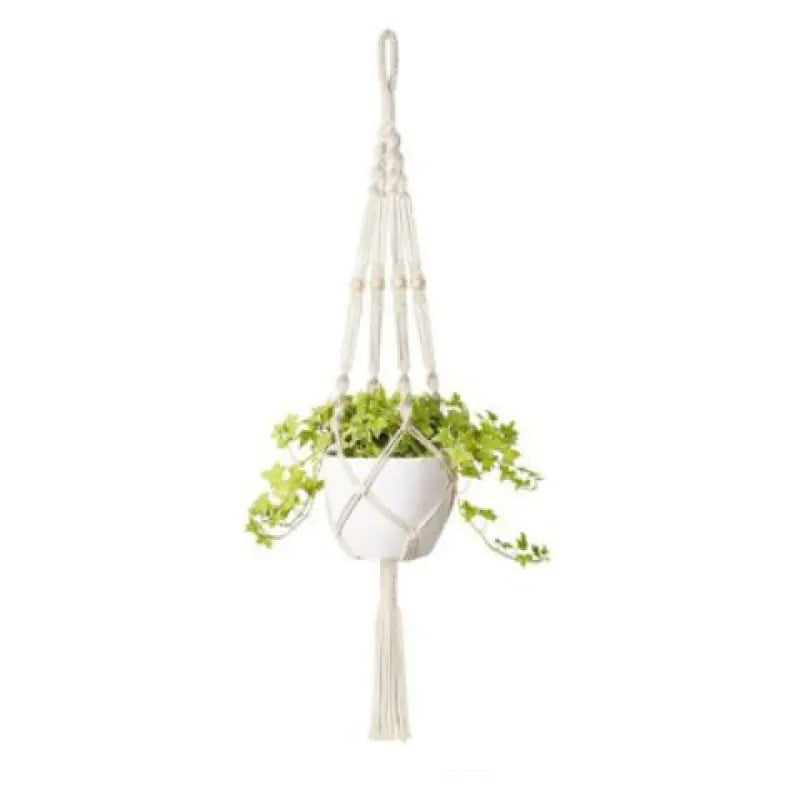 Handcrafted Cotton Rope Hanging Planter – Nordic Boho Macrame Plant Holder for Indoor & Outdoor Décor