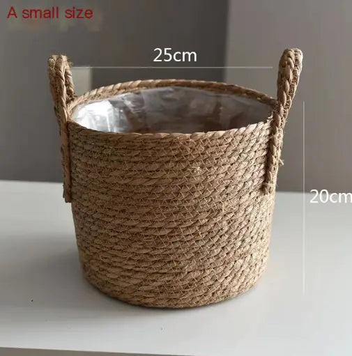 Straw Woven Flower Pot – Seaweed Basket Planter for Boho & Scandinavian Home Décor