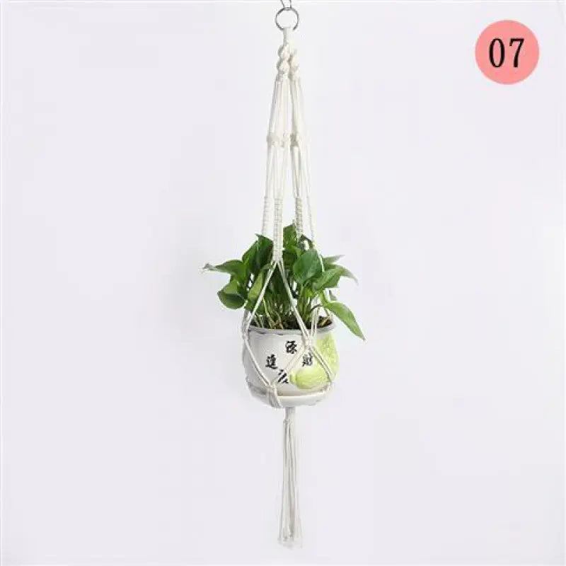 Handcrafted Cotton Rope Hanging Planter – Nordic Boho Macrame Plant Holder for Indoor & Outdoor Décor