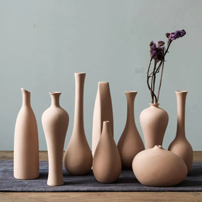 Minimalist Nordic Ceramic Vase Collection – Frosted Su-Fired Art Vases for Modern Home Décor