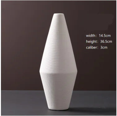 Minimalist White Ceramic Vase – Modern European Art Ornament for Elegant Home Décor