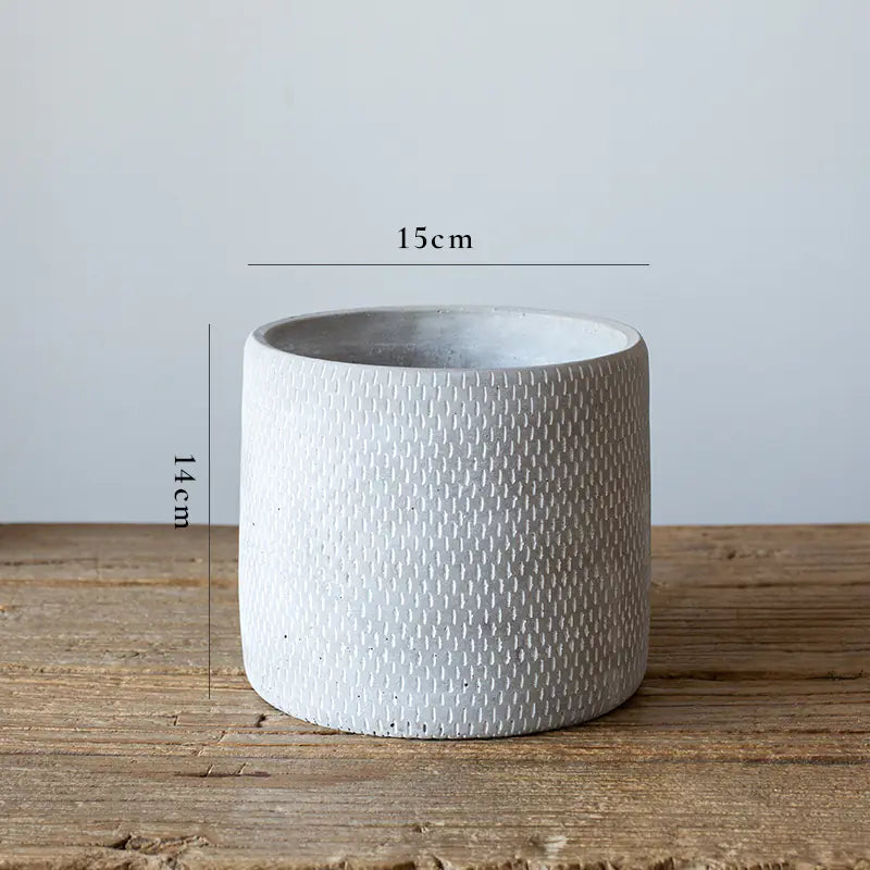 Cylindrical Cement Flower Pot – Minimalist Ceramic Planter for Modern & Rustic Home Décor