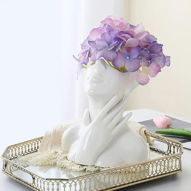 Character Art Ceramic Vase – Modern Sculptural Face Flower Pot for Artistic Home Décor