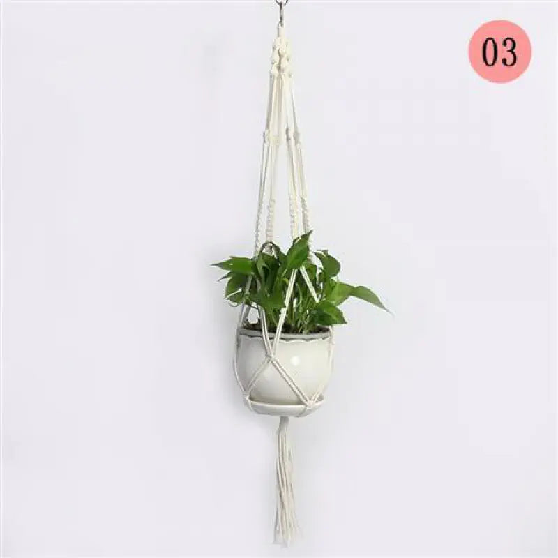 Handcrafted Cotton Rope Hanging Planter – Nordic Boho Macrame Plant Holder for Indoor & Outdoor Décor