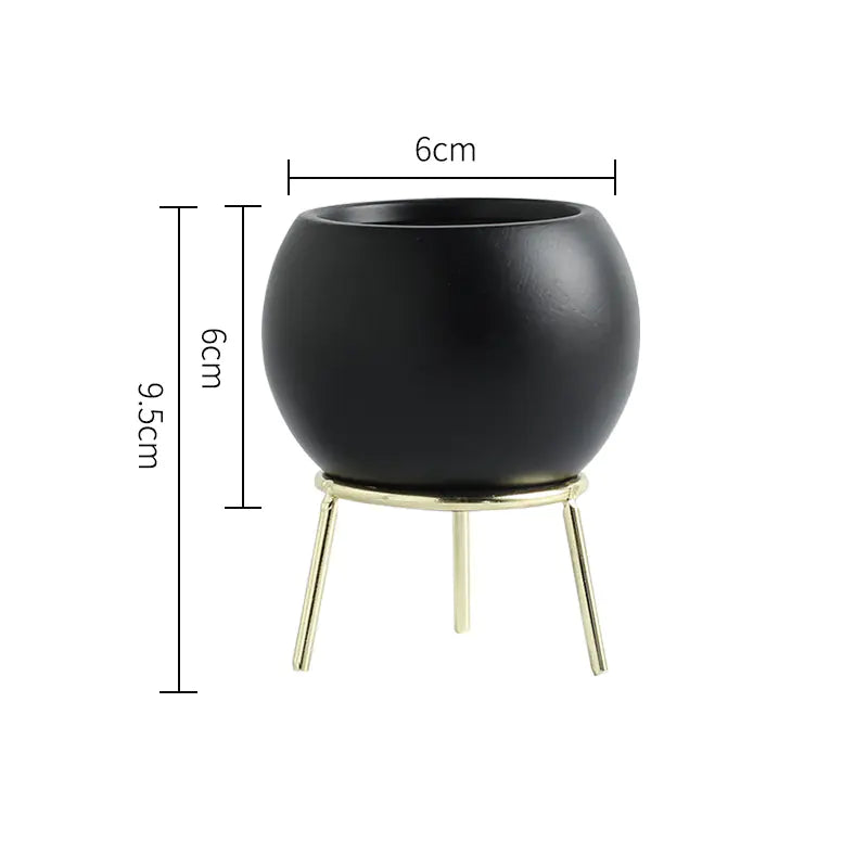 Nordic Iron & Ceramic Flowerpot Set – Modern Planters for Minimalist Boho Home Décor