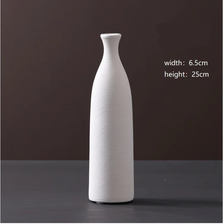 Minimalist White Ceramic Vase – Modern European Art Ornament for Elegant Home Décor