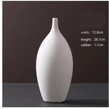 Minimalist White Ceramic Vase – Modern European Art Ornament for Elegant Home Décor