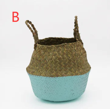 Handwoven Seagrass Basket – Boho Basket Planter & Storage Décor for Modern Natural Homes