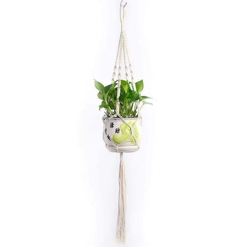 Handcrafted Cotton Rope Hanging Planter – Nordic Boho Macrame Plant Holder for Indoor & Outdoor Décor