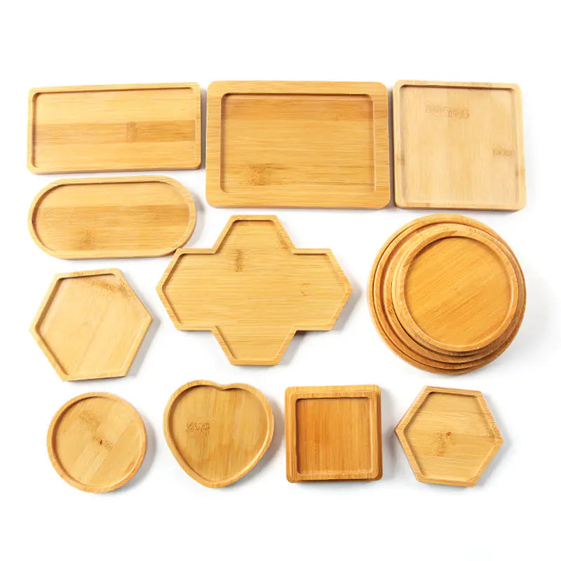 Succulent Bamboo Trays – Modern Minimalist Planter Set for Boho Home Décor