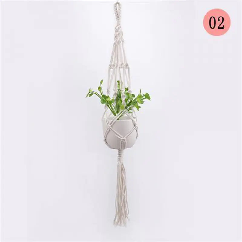 Handcrafted Cotton Rope Hanging Planter – Nordic Boho Macrame Plant Holder for Indoor & Outdoor Décor