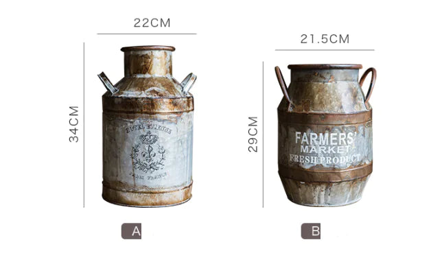 Rusty Iron Bucket Flower Pot – Vintage Metal Planter for Rustic Boho & Modern Farmhouse Décor