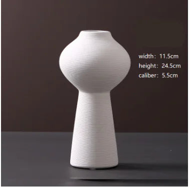 Minimalist White Ceramic Vase – Modern European Art Ornament for Elegant Home Décor