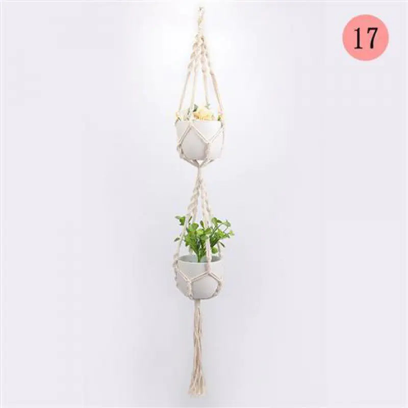 Handcrafted Cotton Rope Hanging Planter – Nordic Boho Macrame Plant Holder for Indoor & Outdoor Décor