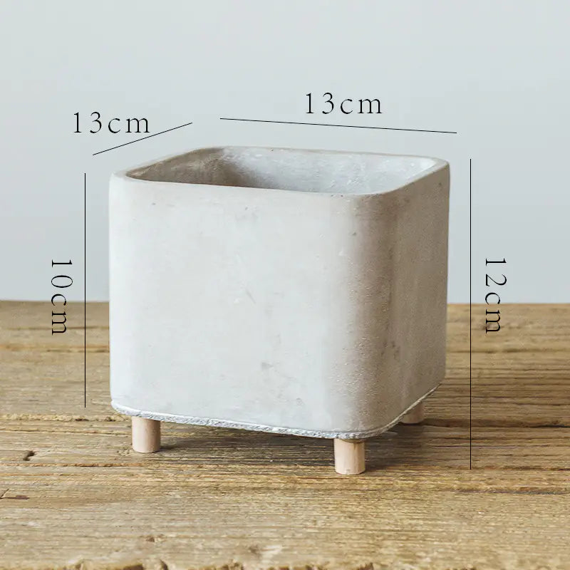 Creative Cement Flower Pot – Nordic Minimalist Square Planter for Modern Boho Home Décor
