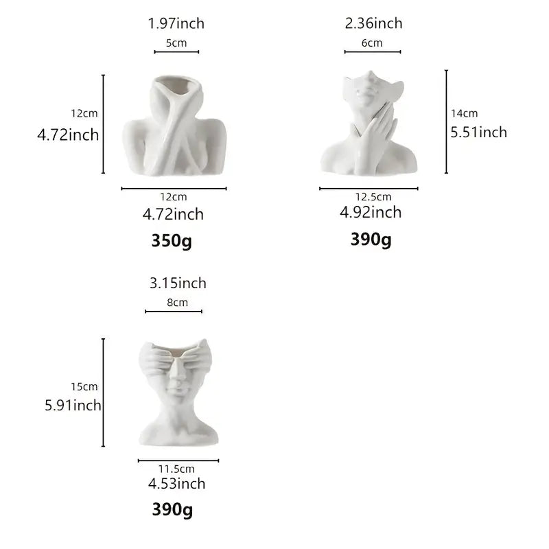 Character Art Ceramic Vase – Modern Sculptural Face Flower Pot for Artistic Home Décor