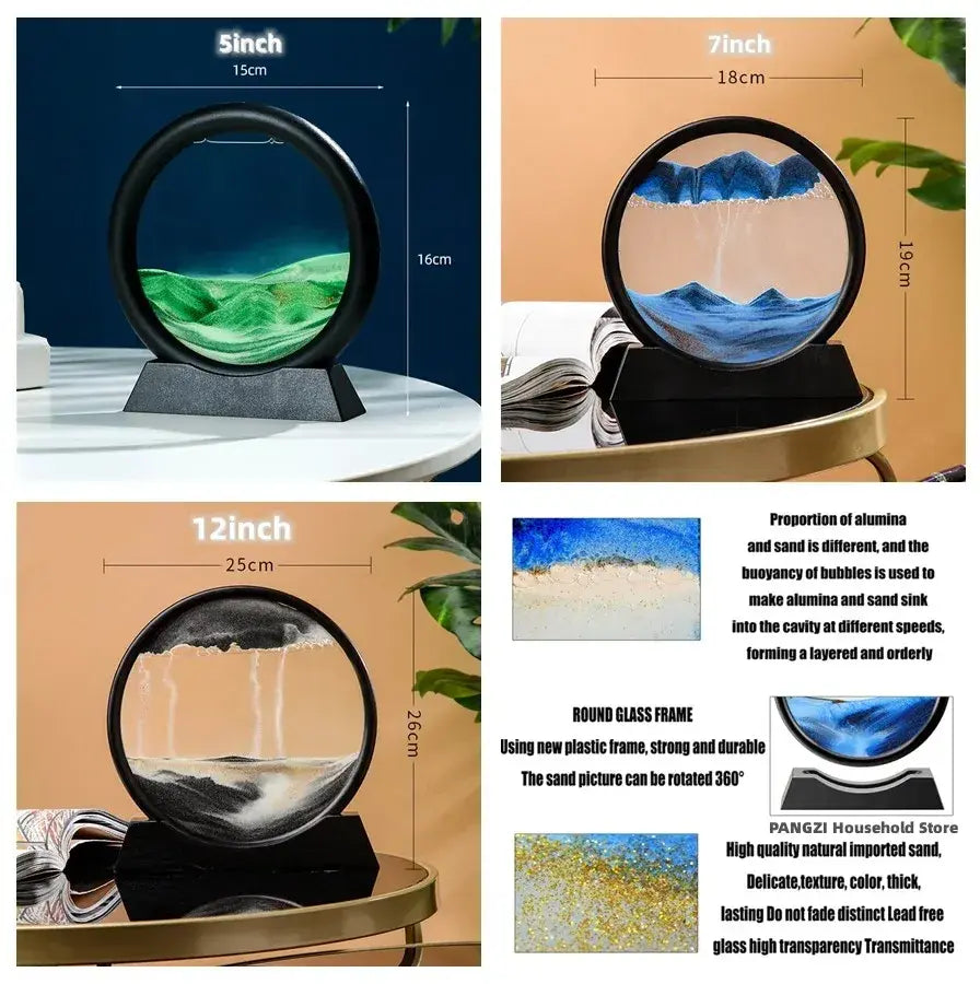 3D Moving Sand Art Decor – Mesmerizing Kinetic Sculpture for Relaxation & Modern Home Aesthetics