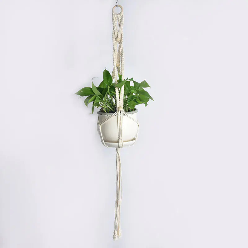 Handcrafted Cotton Rope Hanging Planter – Nordic Boho Macrame Plant Holder for Indoor & Outdoor Décor