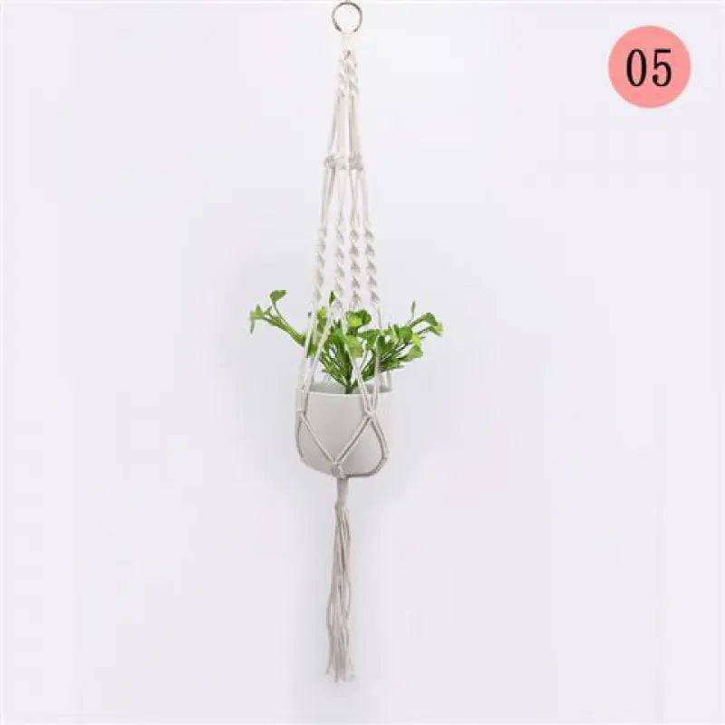 Handcrafted Cotton Rope Hanging Planter – Nordic Boho Macrame Plant Holder for Indoor & Outdoor Décor