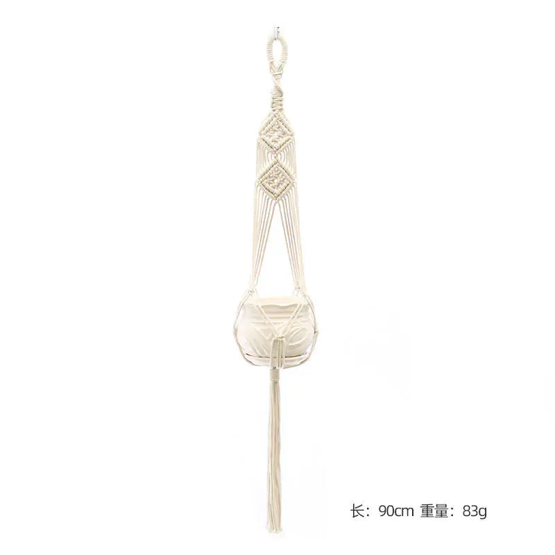 Handcrafted Cotton Rope Hanging Planter – Nordic Boho Macrame Plant Holder for Indoor & Outdoor Décor