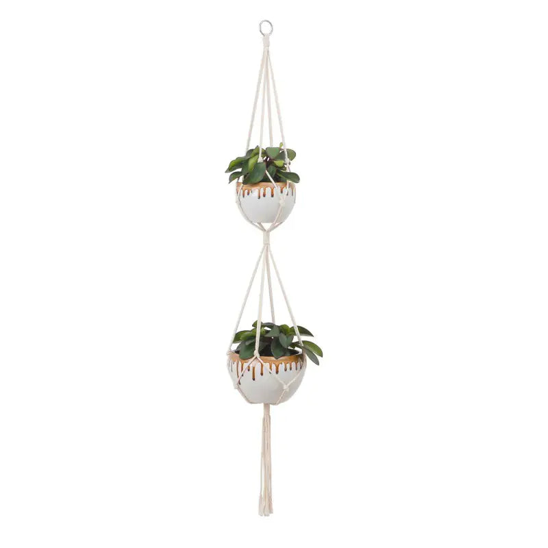 Handcrafted Cotton Rope Hanging Planter – Nordic Boho Macrame Plant Holder for Indoor & Outdoor Décor