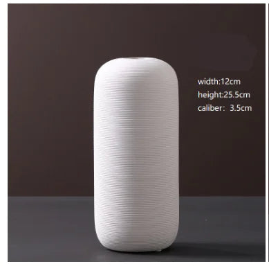Minimalist White Ceramic Vase – Modern European Art Ornament for Elegant Home Décor