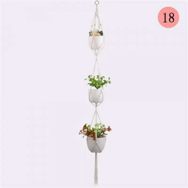 Handcrafted Cotton Rope Hanging Planter – Nordic Boho Macrame Plant Holder for Indoor & Outdoor Décor