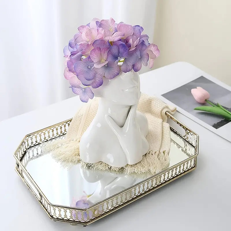 Character Art Ceramic Vase – Modern Sculptural Face Flower Pot for Artistic Home Décor