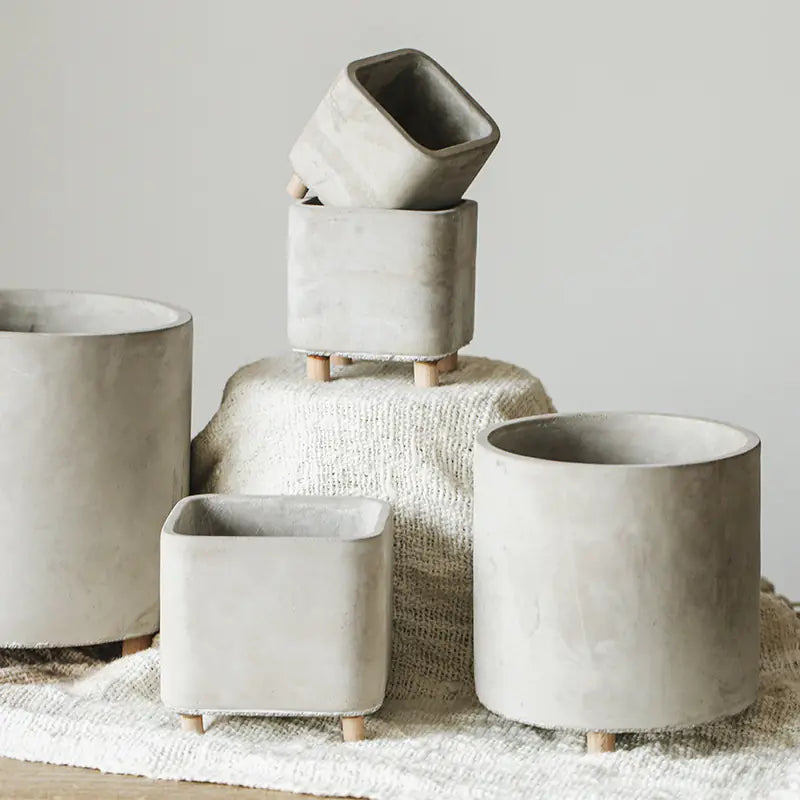 Creative Cement Flower Pot – Nordic Minimalist Square Planter for Modern Boho Home Décor
