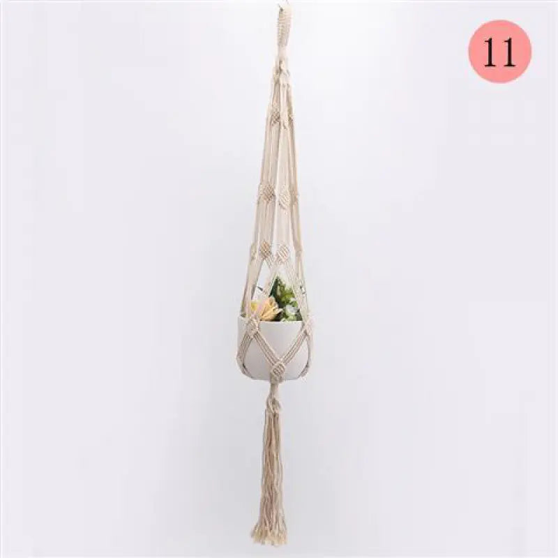 Handcrafted Cotton Rope Hanging Planter – Nordic Boho Macrame Plant Holder for Indoor & Outdoor Décor