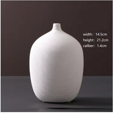 Minimalist White Ceramic Vase – Modern European Art Ornament for Elegant Home Décor