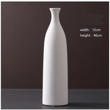 Minimalist White Ceramic Vase – Modern European Art Ornament for Elegant Home Décor