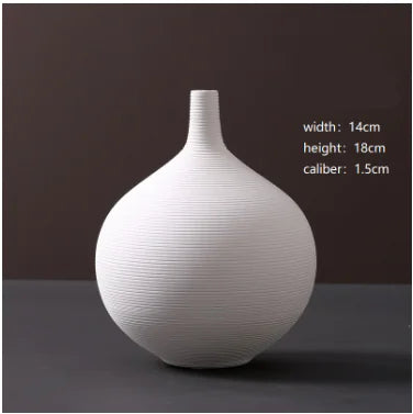 Minimalist White Ceramic Vase – Modern European Art Ornament for Elegant Home Décor