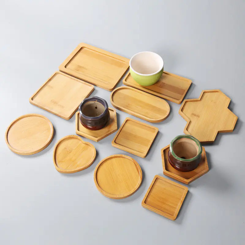 Succulent Bamboo Trays – Modern Minimalist Planter Set for Boho Home Décor