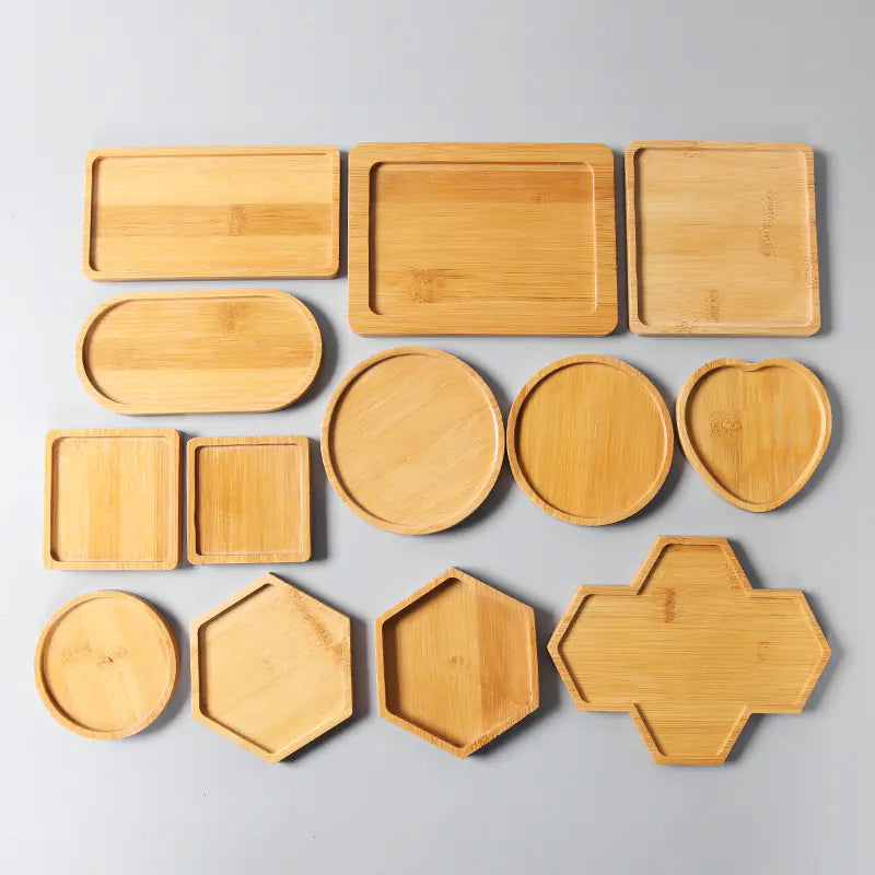 Succulent Bamboo Trays – Modern Minimalist Planter Set for Boho Home Décor
