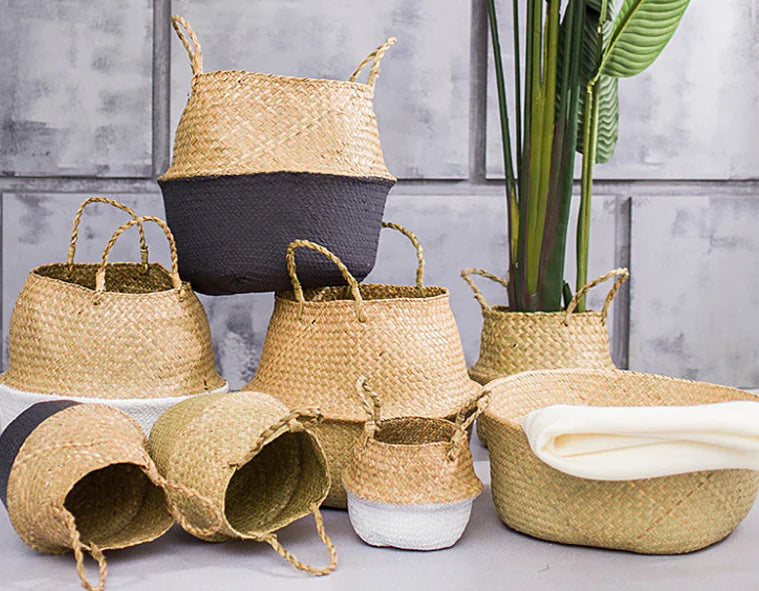 Handwoven Seagrass Basket – Boho Basket Planter & Storage Décor for Modern Natural Homes