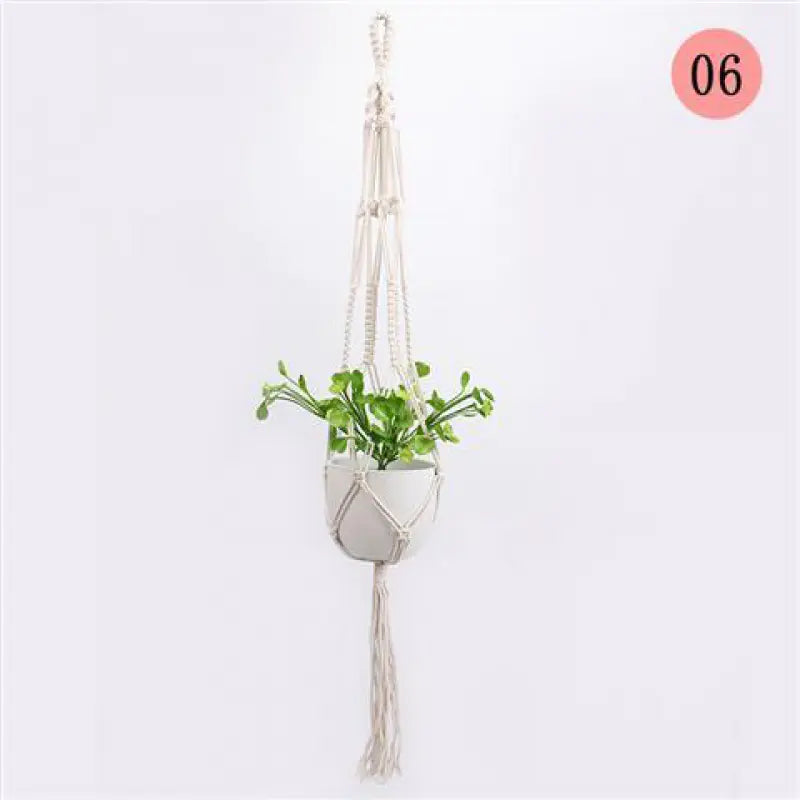 Handcrafted Cotton Rope Hanging Planter – Nordic Boho Macrame Plant Holder for Indoor & Outdoor Décor
