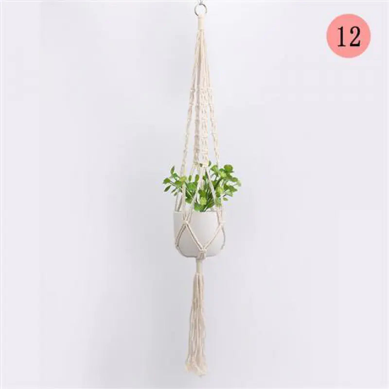 Handcrafted Cotton Rope Hanging Planter – Nordic Boho Macrame Plant Holder for Indoor & Outdoor Décor