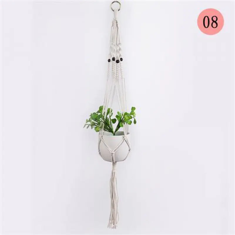 Handcrafted Cotton Rope Hanging Planter – Nordic Boho Macrame Plant Holder for Indoor & Outdoor Décor