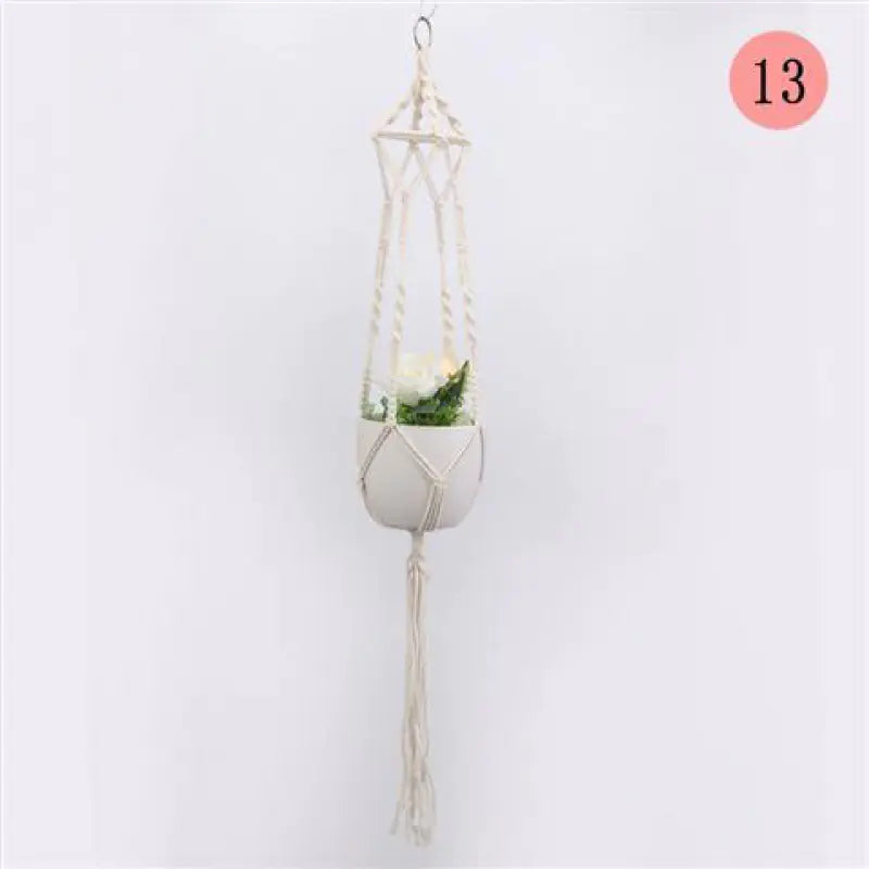 Handcrafted Cotton Rope Hanging Planter – Nordic Boho Macrame Plant Holder for Indoor & Outdoor Décor