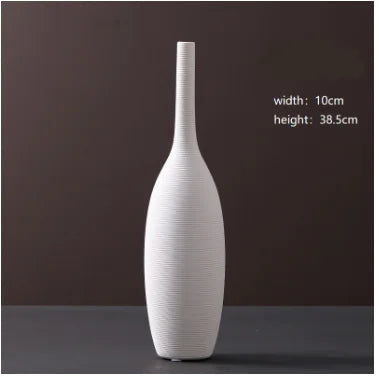 Minimalist White Ceramic Vase – Modern European Art Ornament for Elegant Home Décor