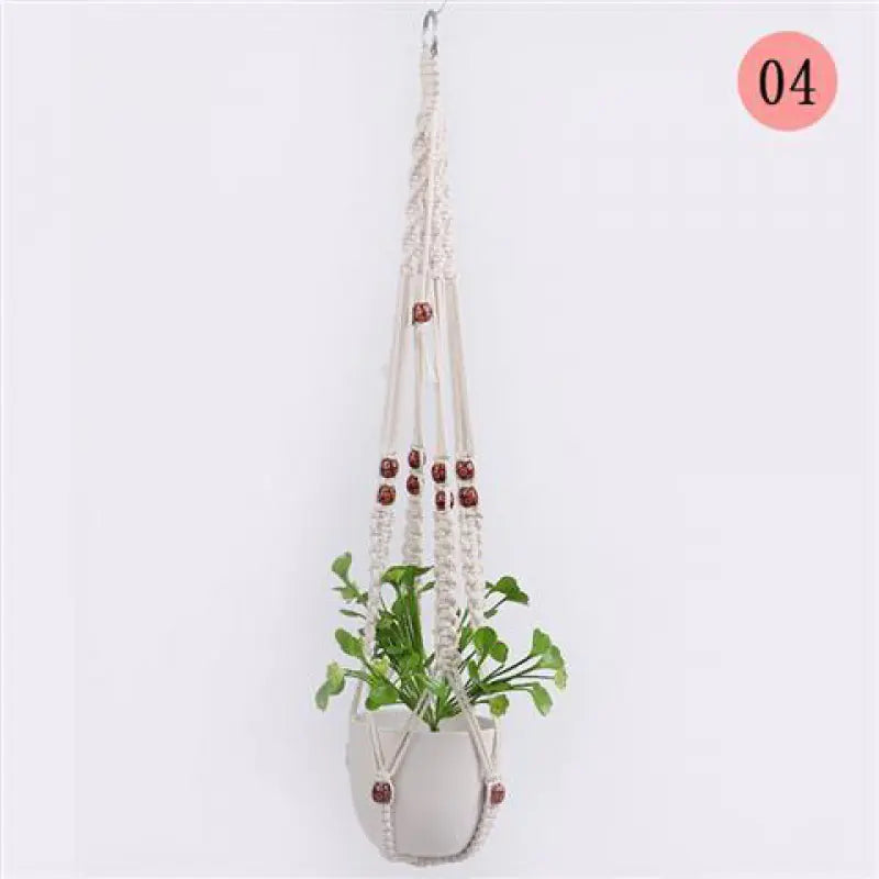 Handcrafted Cotton Rope Hanging Planter – Nordic Boho Macrame Plant Holder for Indoor & Outdoor Décor
