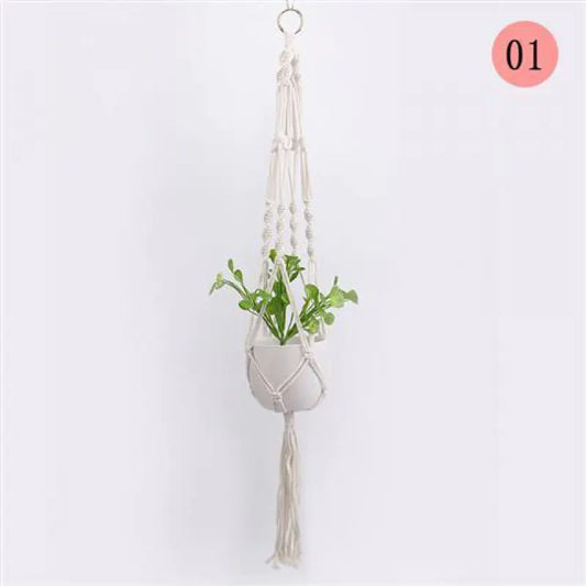 Handcrafted Cotton Rope Hanging Planter – Nordic Boho Macrame Plant Holder for Indoor & Outdoor Décor