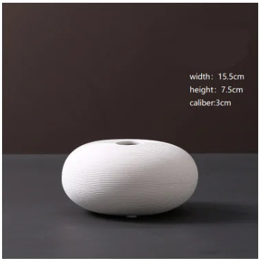 Minimalist White Ceramic Vase – Modern European Art Ornament for Elegant Home Décor