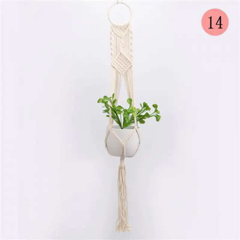 Handcrafted Cotton Rope Hanging Planter – Nordic Boho Macrame Plant Holder for Indoor & Outdoor Décor