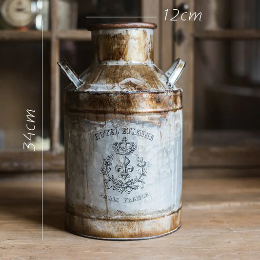 Rusty Iron Bucket Flower Pot – Vintage Metal Planter for Rustic Boho & Modern Farmhouse Décor